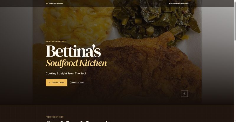Preview of the Bettina's Soulfood Kitchen demo website